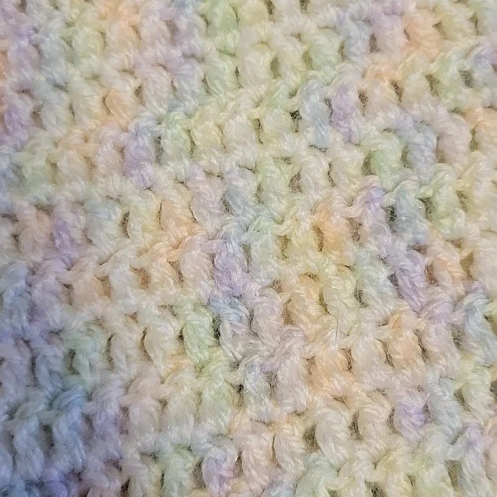 Hand Knit Soft Pastel Baby Blanket, 41.5